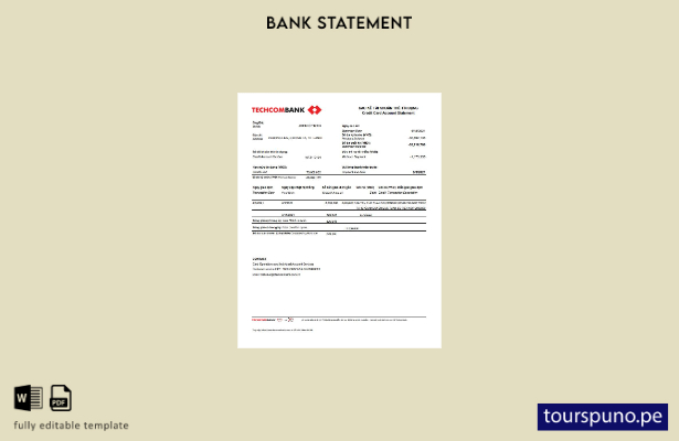 listo para imprimir plantilla de Excel de extracto bancario de Vietnam Techcomba